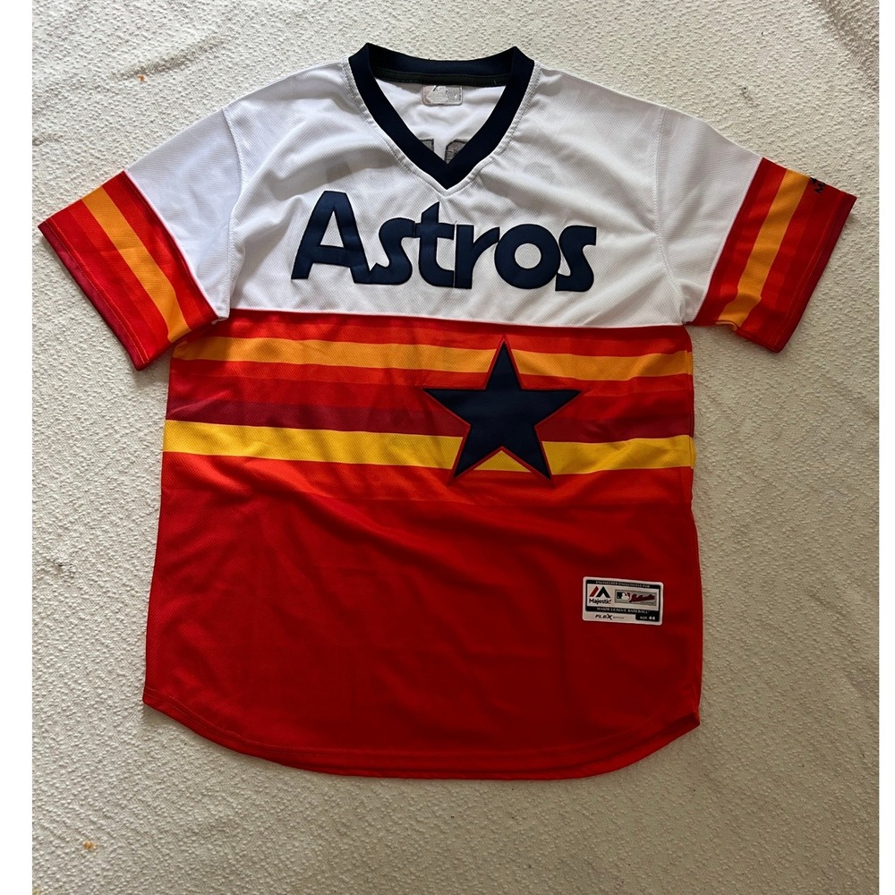 Majestic Houston Astros Carlos Correa 1 Tequila Sunrise Jersey Mens 44 Authentic